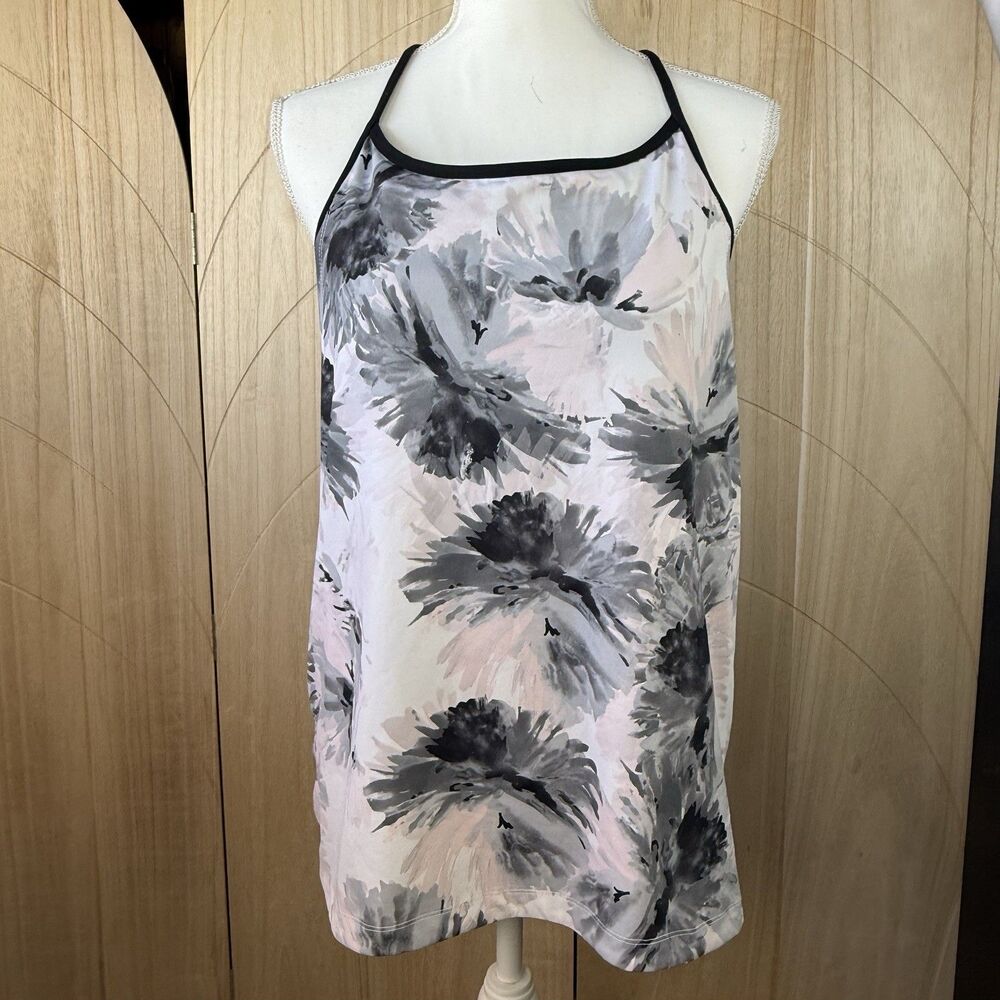 Fabletics Womens Medium Floral Racerback Tank Top Built In Sports Bra Active